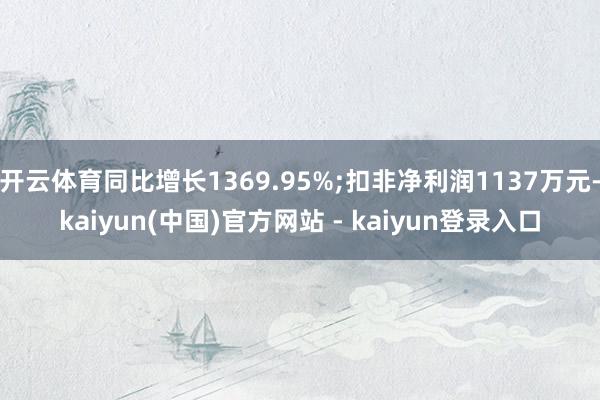 开云体育同比增长1369.95%;扣非净利润1137万元-kaiyun(中国)官方网站 - kaiyun登录入口